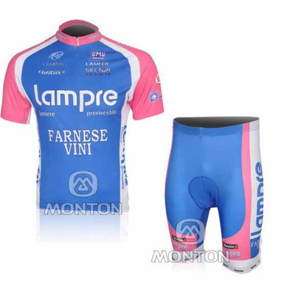 2010 Maillot Lampre Tirantes Mangas Cortas rosa Y azul